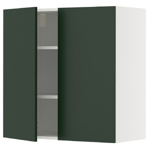 METOD Wall cabinet with shelves/2 doors, white/Havstorp deep green, 80x80 cm