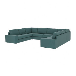 KIVIK U-shaped sofa, 7-seat, Kelinge grey-turquoise