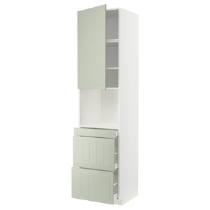 METOD / MAXIMERA Hi cab f micro combi w door/3 drwrs, white/Stensund light green, 60x60x240 cm