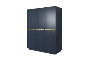 Wardrobe Nicole 150 cm, dark blue, gold handles