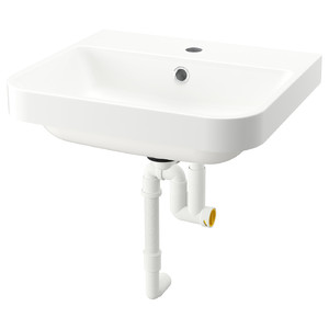BACKSJÖN Semi-recessed wash-basin w watr trp, white, 50x43 cm