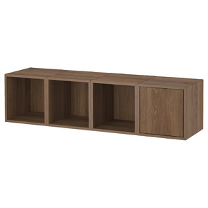 EKET Wall-mounted cabinet combination, walnut effect, 140x35x35 cm