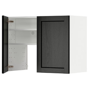 METOD Wall cb f extr hood w shlf/door, white/Lerhyttan black stained, 80x60 cm