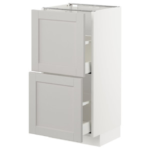 METOD/MAXIMERA Base cabinet with 2 drawers, white/Lerhyttan light grey, 40x39.5x88 cm