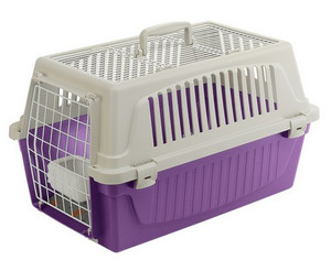 Ferplast Atlas 20 Open Pet Carrier for Cats and Small Dogs, beige/purple