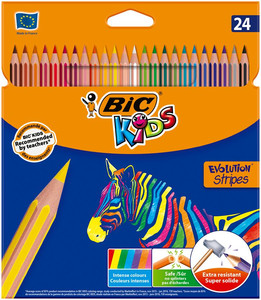 BIC Woodless Colour Pencils Evolution Stripes 24 Colours 5+