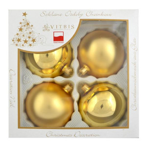 Christmas Baubles 10cm 4pcs, glass, gold