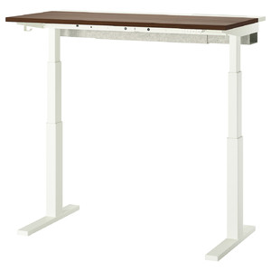 MITTZON Desk sit/stand, electric walnut veneer/white, 120x60 cm