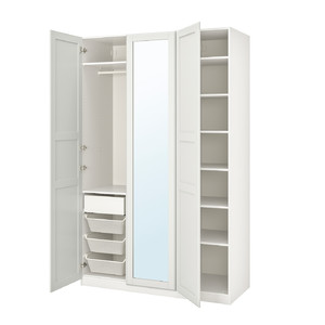 PAX / TYSSEDAL Wardrobe combination, white, mirror glass, 150x60x236 cm