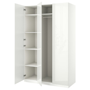 PAX / FARDAL Wardrobe combination, white/high-gloss white, 150x60x236 cm