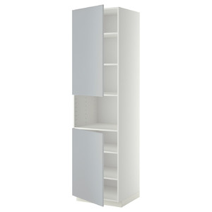 METOD High cab f micro w 2 doors/shelves, white/Veddinge grey, 60x60x220 cm