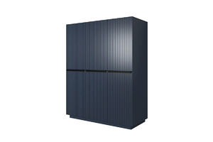 Wardrobe with Drawer Unit Nicole 150 cm, dark blue, black handles