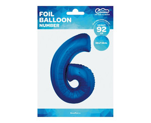 Foil Balloon Number 6, blue, 92cm