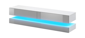 TV Bench with Shelf FLY, white/high-gloss grey, LED