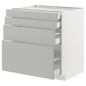 METOD / MAXIMERA Base cab 4 frnts/4 drawers, white/Havstorp light grey, 80x60 cm