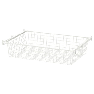 HJÄLPA Wire basket with pull-out rail, white, 80x55 cm