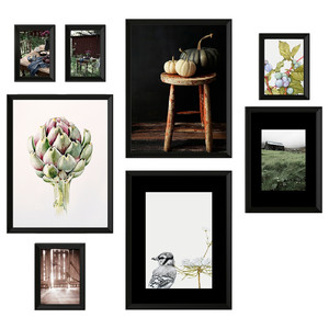 KNOPPÄNG Frame with poster, set of 8, Life in the countryside