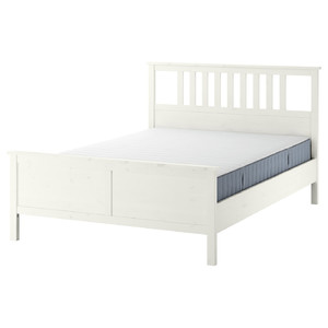 HEMNES Bed frame with mattress, white stain/Valevåg medium firm, 140x200 cm