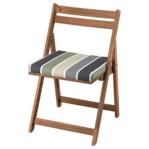 NÄMMARÖ Chair, outdoor, foldable light brown stained/Frösön/Duvholmen stripe pattern