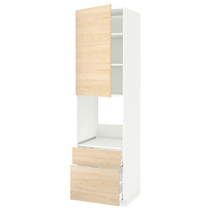 METOD / MAXIMERA High cabinet f oven+door/2 drawers, white/Askersund light ash effect, 60x60x220 cm