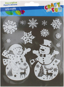 Christmas Window Stickers Glitter Snowman