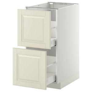 METOD / MAXIMERA Base cb 2 fronts/2 high drawers, white, Bodbyn off-white, 40x60 cm