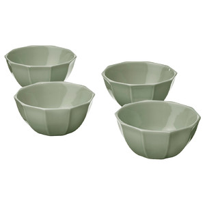 STRIMMIG Bowl, stoneware pale grey-green, 15 cm, 4 pack