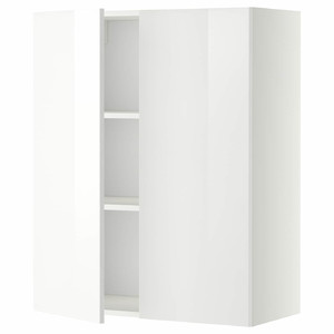 METOD Wall cabinet with shelves/2 doors, white/Ringhult white, 80x100 cm