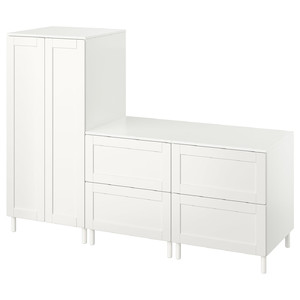 SMÅSTAD / PLATSA Wardrobe, white with frame/with 2 chest of drawers, 180x57x133 cm