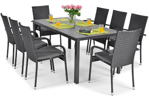 Garden Furniture Set Table & 8 Chairs MALAGA, black