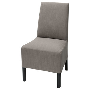 BERGMUND Chair w medium long cover, black, Nolhaga grey/beige