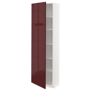 METOD High cabinet with shelves, white Kallarp/high-gloss dark red-brown, 60x37x200 cm