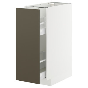 METOD / MAXIMERA Base cabinet/pull-out int fittings, white/Havstorp brown-beige, 30x60 cm