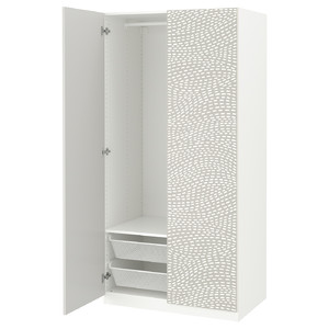 PAX / MISTUDDEN Wardrobe combination, white/grey patterned, 100x60x201 cm