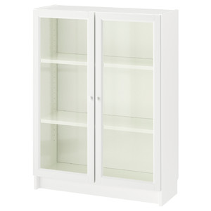 BILLY / OXBERG Bookcase with glass-doors, white, 80x30x106 cm