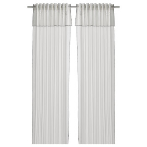 MOALISA Curtains, 1 pair, white/black, 145x300 cm