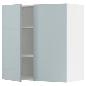 METOD Wall cabinet with shelves/2 doors, white/Kallarp light grey-blue, 80x80 cm