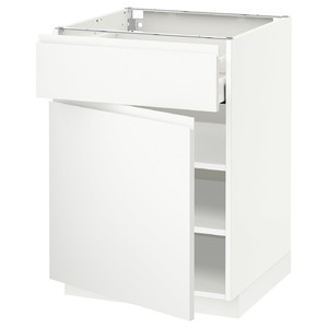 METOD / MAXIMERA Base cabinet with drawer/door, white/Voxtorp matt white, 60x60 cm
