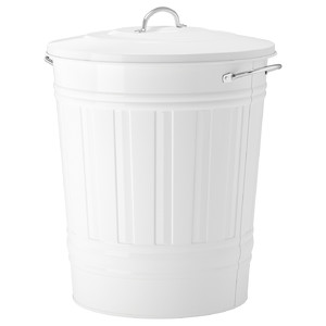 KNODD Bin with lid, white, 40 l