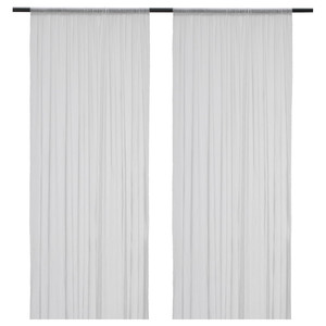 HILDRUN Sheer curtains, 1 pair, white, dotted, 145x300 cm