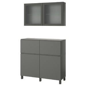 BESTÅ Storage combination w doors/drawers, dark grey Västerviken/Sindvik dark grey, 120x42x213 cm