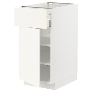 METOD / MAXIMERA Base cabinet with drawer/door, white/Vallstena white, 40x60 cm