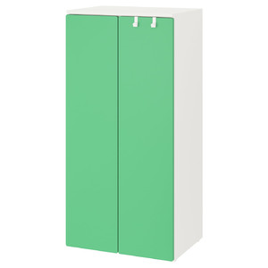 SMÅSTAD / PLATSA Wardrobe, white/green, 60x42x123 cm