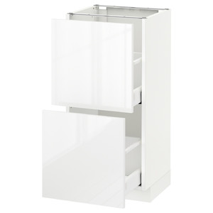 MAXIMERA/METOD Base cabinet with 2 drawers, white, Ringhult high-gloss white, 40x37 cm