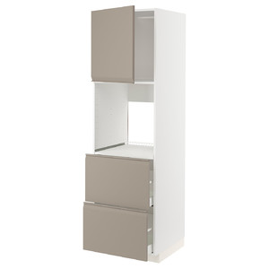 METOD / MAXIMERA Hi cab f ov w dr/2 frnts/2 hi drwrs, white/Upplöv matt dark beige, 60x60x200 cm