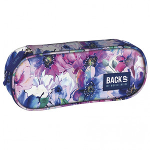 Pencil Case Oval with Zipper Flowers