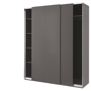 PAX / HASVIK Wardrobe, dark grey/dark grey, 200x66x236 cm