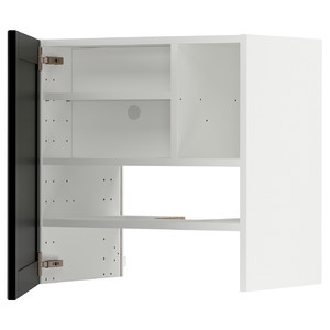 METOD Wall cb f extr hood w shlf/door, white/Lerhyttan black stained, 60x60 cm