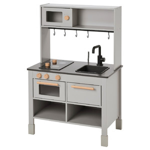 SILLTRUT Kitchen for children, grey, 68x40x100 cm