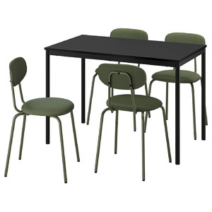SANDSBERG / ÖSTANÖ Table and 4 chairs, black black/Remmarn deep green, 110 cm